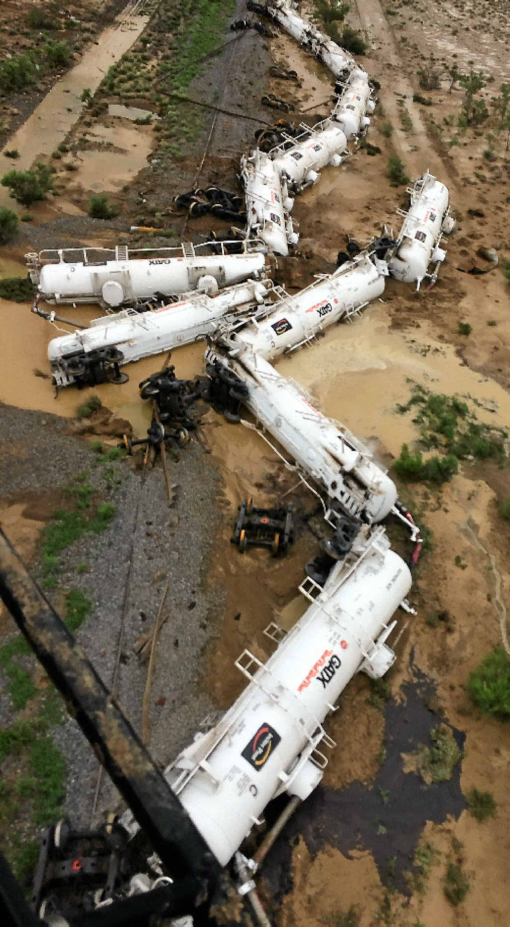 OFF THE RAILS: All 26 carriages of a train carrying sulphuric acid have derailed near Julia Creek. OFF THE RAILS: All 26 carriages of a train carrying sulphuric acid have derailed near Julia Creek.